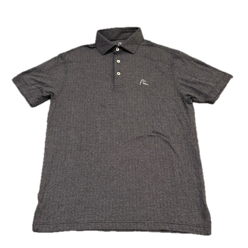 Rhoback Mens Performance Polo Shirt Small Gray Herringbone Short Sleeve Golf Top
